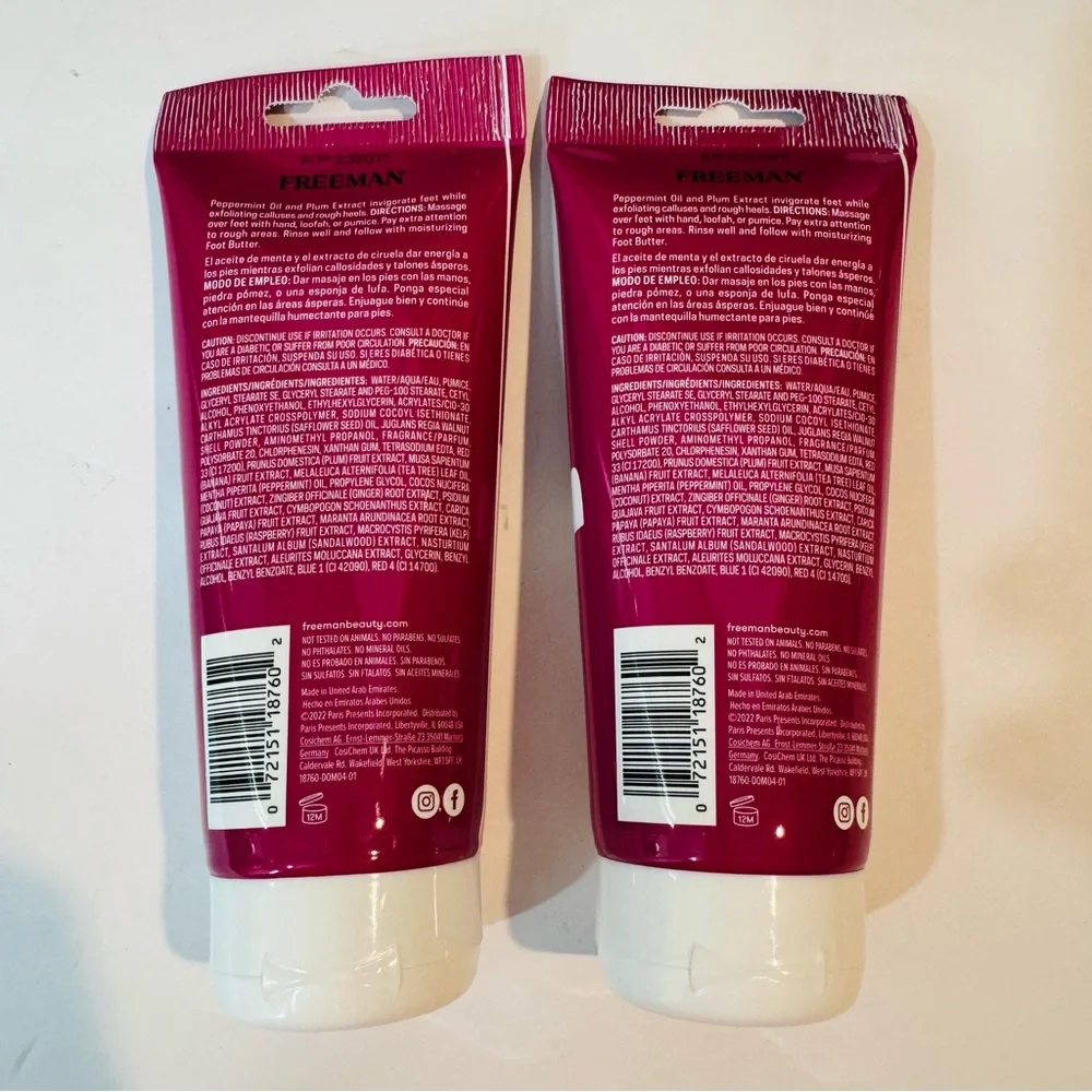 Freeman Flirty Feet Exfoliating Scrub Peppermint & Plum 5.3oz / 150ml Pk of 2